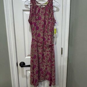 Sigrid Olsen Pink and Cream Textured Dress